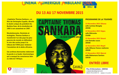 Sikasso, Ségou, Sévaré, Mopti, Djenné, (Mali) Tournée régionale du film  «Capitaine Thomas Sankara» 13 - 17 novembre 2015 