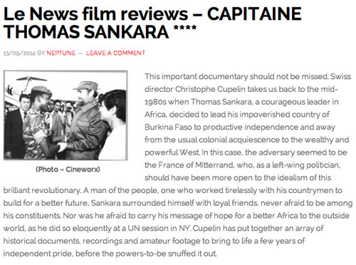 "This important documentary should not be missed" Lenews.ch, Neptune, 13 September 2014