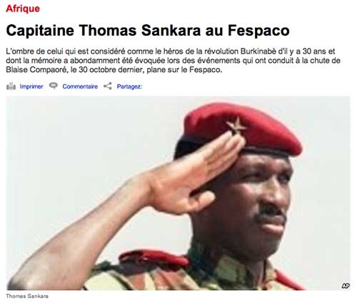 Capitaine Thomas Sankara au Fespaco lavoixdelamerique.com, source AFP, 4 mars 2015