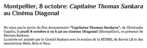 Séance spéciale  en présence de Mariam Sankara Cinéma Diagonal, Montpellier, France, 8 octobre 2015, 19h50