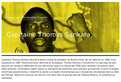 1er Ciné Bala - Festival des Cinémas D'Afrique Espace Malraux, Chambéry, France, 20-24 janvier 2016