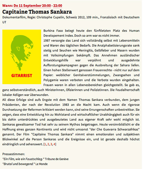 14° globalE, globalisierungskritisches Filmfestival Leipzig, Allemagne, 31 juillet -16 octobre 2014