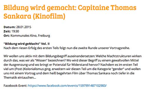 Filmvorführung Freunde für AMPO e.V., Berlin, Deutschland, 23. Oktober 2015