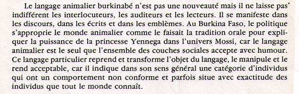 "Du langage animalier en politique" P. H. Euphorion, revue Genève-Afrique, Vol. XXVI, N° 2, 1988