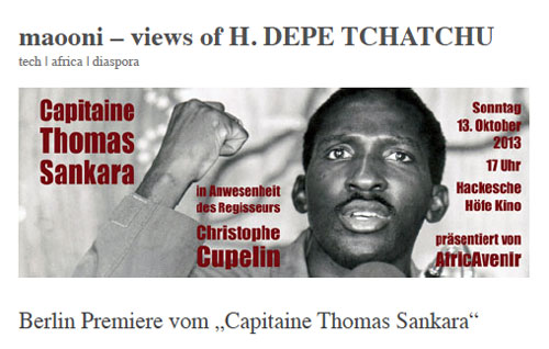 "Berlin Premiere vom Capitaine Thomas Sankara" Maooni, Henri Depe Tchatchu, 11. Oktober 2013 