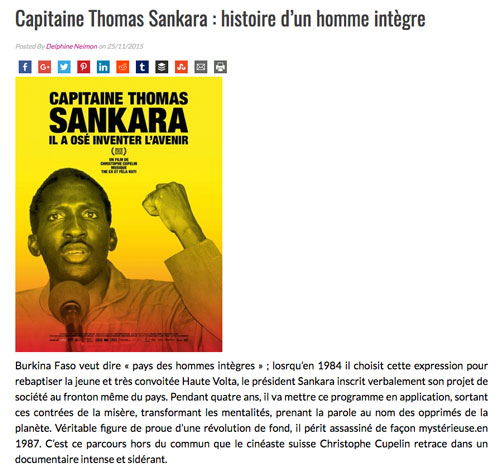 Capitaine Thomas Sankara : histoire d'un homme intègre Delphine Neimon, 25 novembre 2015