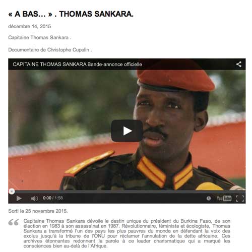 « A bas… » Thomas Sankara Black note, 14 décembre 2015