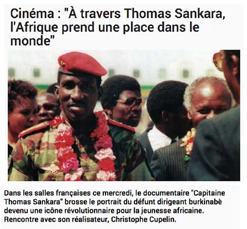  Cinéma : "À travers Thomas Sankara, l'Afrique prend une place dans le monde" france24.com, Guillaume Guguen, 25 novembre 2015