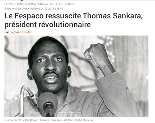 Le Fespaco ressuscite Thomas Sankara, président révolutionnaire rfi.fr, Siegfried Forster, 4 mars 2015