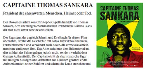 Capitaine Thomas Sankara Präsident der ehrenwerten Menschen. Heimat oder Tod. Schweizer Film Kritik, 18.06.2015