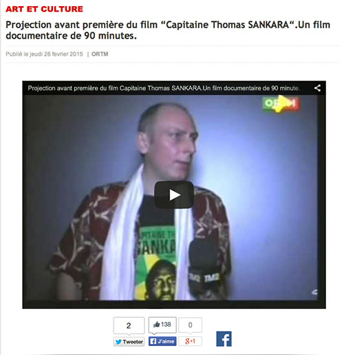Projection avant première du film "Capitaine Thomas SANKARA" news.abamako.com, ORTM, 26 février 2015