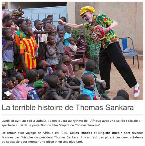 "La terrible histoire Thomas Sankara" Cinéma Eden, Crest, France, 13 au 19 avril 2016