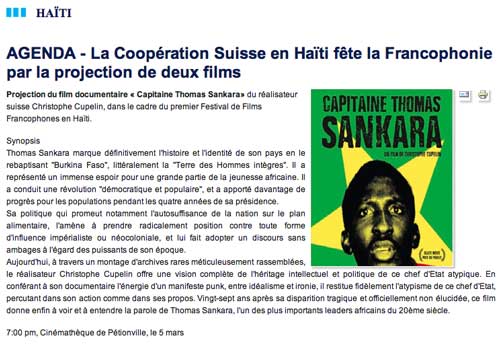 La Coopération Suisse en Haïti fête la Francophonie par la projection de deux films lepetitjournal, mars 2016