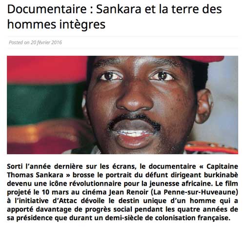 Documentaire : Sankara et la terre des hommes intègres reservoirposts.fr, 20 février 2016