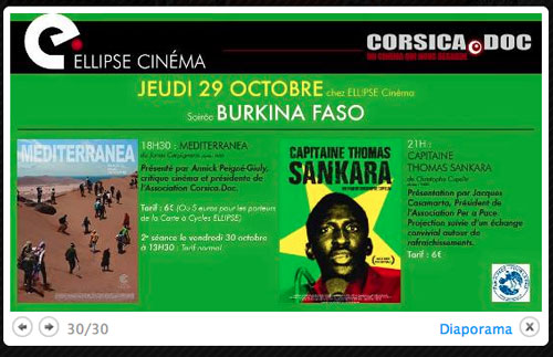 Soirée Burkina Faso Ellipse Cinema, Ajaccio, France, 29 octobre 2015