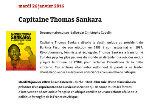 Cinémolette à La Passerelle, Saint-Julien-Molin-Molette, France, Mardi 26 janvier à 20h30 Film suivi d'une discussion en présence d'un représentant de Survie